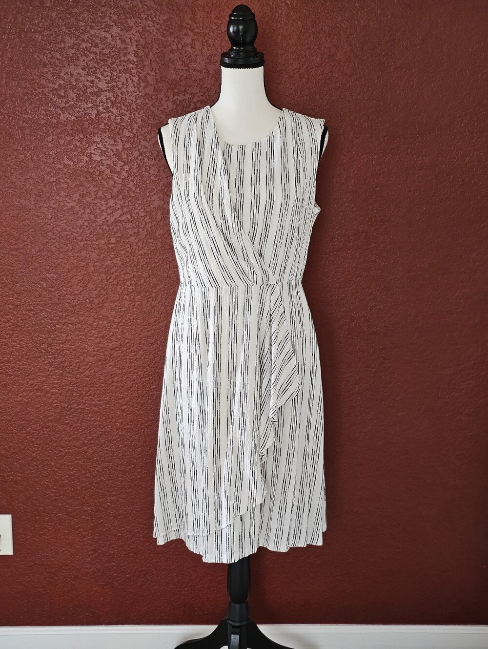 Calvin Klein Black and White Striped Sundress